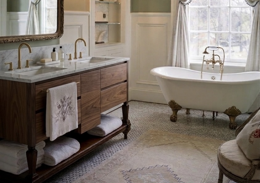 Antique in modern style bathroom
