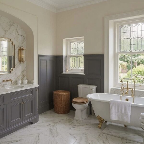 charcoal and cream edwardian theme bathroom